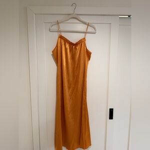 Orange Satin Slip Dress